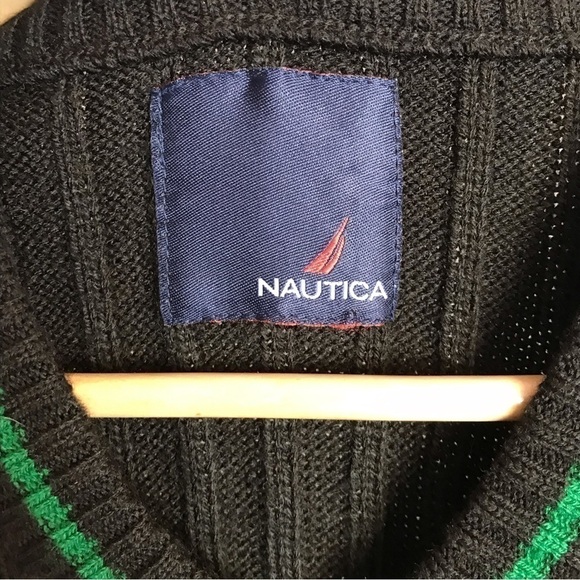 nautica knitted sweater vest. Chocolate brown and green. Size XL. Unisex - Picture 4 of 6